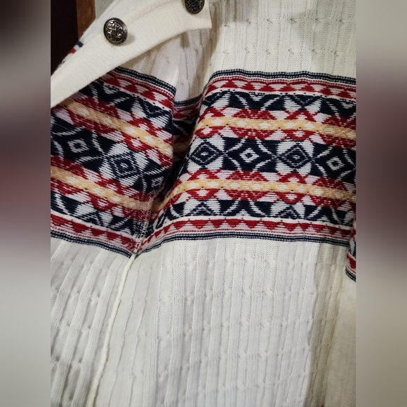 Lord Jeff Knit Cardigan Sweater 100% Wintuk Made In USA Fair Isle Style M Beige - Picture 16 of 16